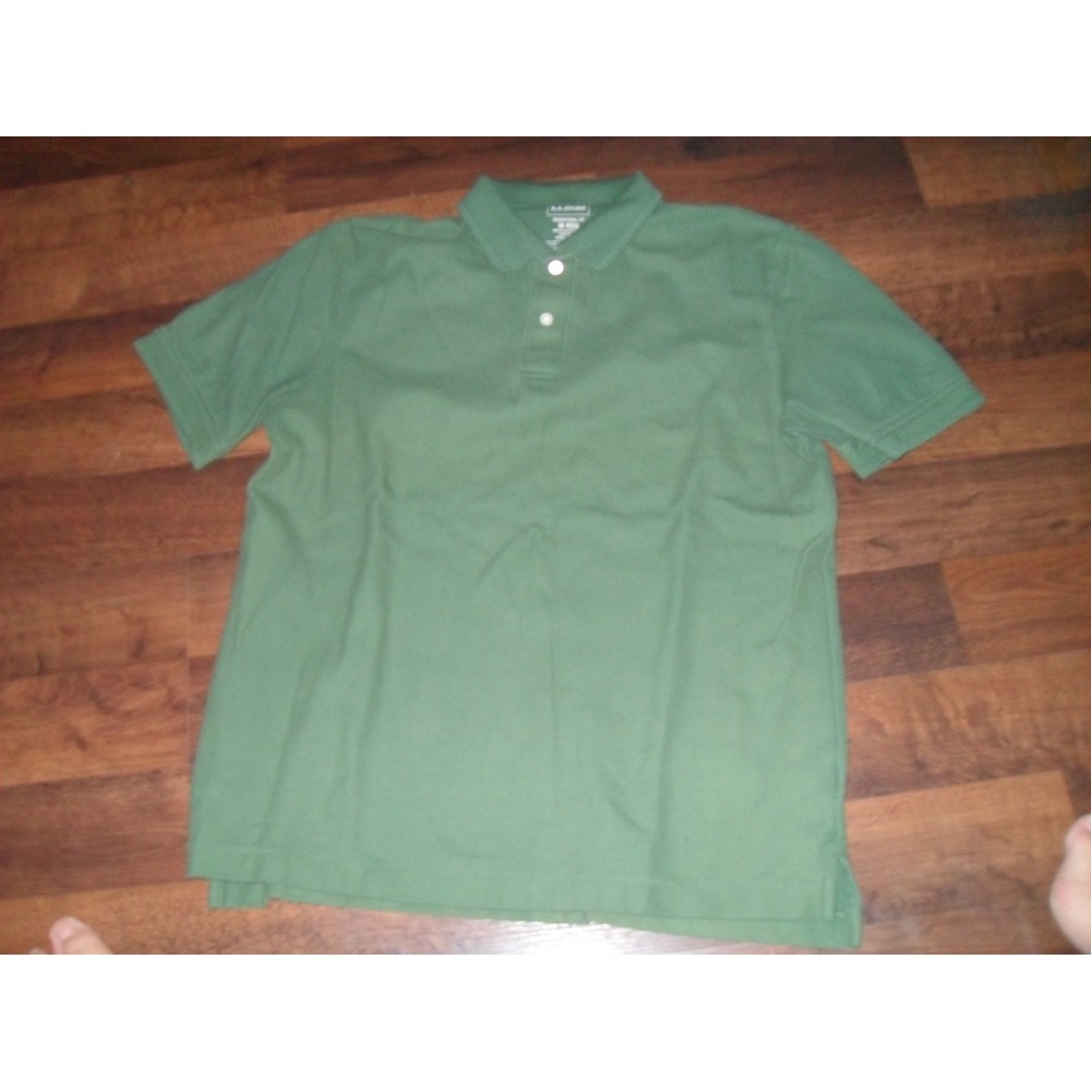 LL Bean Polo Shirt Short Sleeve Top Green Size Medium Regular 100% Cotton